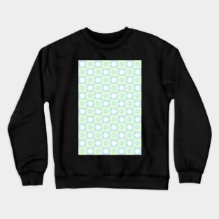 Danish Pastel Aesthetic Checkerboard Flower Design Phone Case in Sage Green and Baby Blue Periwinkle Crewneck Sweatshirt